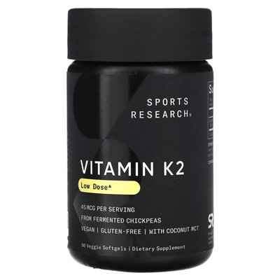 Badania sportowe, witamina K2, niska dawka, 45 mcg, 90 wegetariańskich softgels