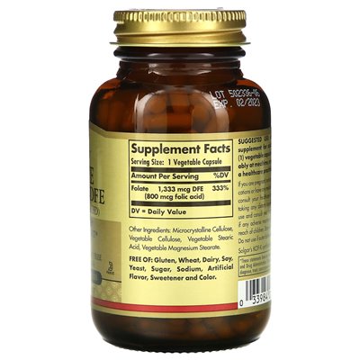 Solgar, folian, 800 mcg, 250 kapsułek warzywnych