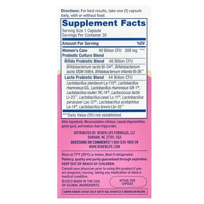Renew Life, Women's Wellness, Women's Probiotic, 90 Billion CFU, 30 Vegetarian Capsules