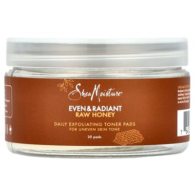 Sheamoisture, Even &amp Radiant Raw Miód, codzienne złuszczające podkładki tonerowe, 30 podkładek
