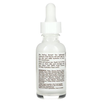 Sheamoisture, 100% Virgin Coconut Oil, Daily Hydration Hyaluronic Acid Serum, 1 fl oz (30 ml)