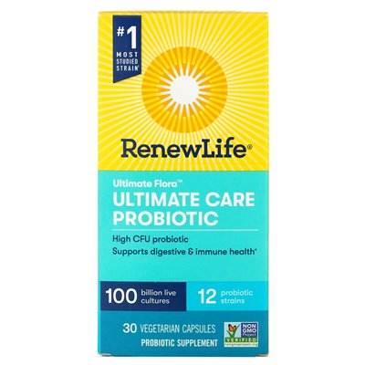Renew Life, Ultimate Flora, Probiotic Ultimate Care, 100 Billion Live Cultures, 30 Vegetarian Capsules