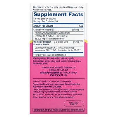 Renew Life, Women's Wellness, Vaginal and Full Urinary, 60 Vegetarian Capsules