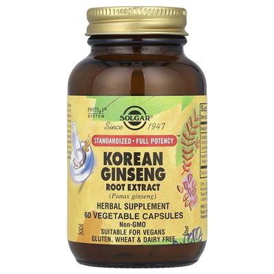 Solgar, Korean Ginseng Root Extract, 60 Vegetable Capsules