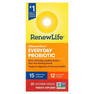 Renew Life, Ultimate Flora, Daily Probiotic, 15 Billion Live Cultures, 30 Vegetarian Capsules