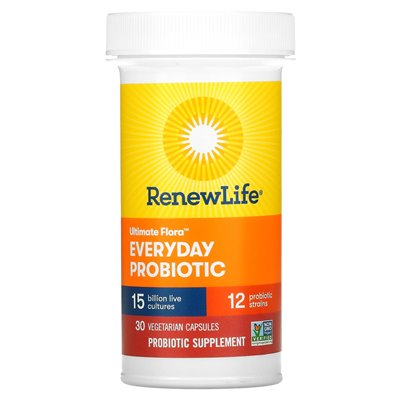Renew Life, Ultimate Flora, Daily Probiotic, 15 Billion Live Cultures, 30 Vegetarian Capsules