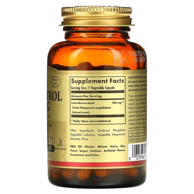 Solgar, Resveratrol, 100mg, 60 Veg Capsules