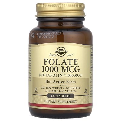 Solgar, folian, 1000 mcg, 120 tabletek