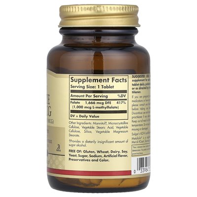 Solgar, folian, 1000 mcg, 120 tabletek