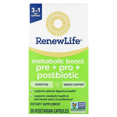 Renew Life, Metabolic Boost, Pre + Pro + Postbiotic, 30 vegetarische Kapseln