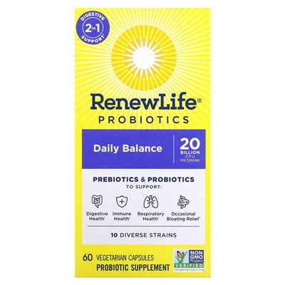 Renew Life, Probiotika, Daily Balance, 60 vegetarische Kapseln