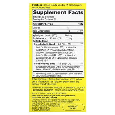 Renew Life, Probiotics, Daily Balance, 60 Vegetarian Capsules