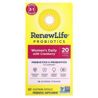 Renew Life, Probiotics, Everyday Women with Cranberry, 20 Billion CFU, 60 Vegetarian Capsules