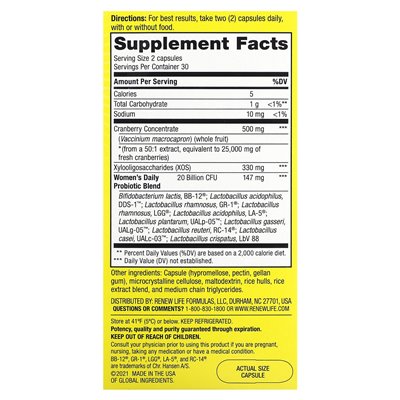 Renew Life, Probiotics, Everyday Women with Cranberry, 20 Billion CFU, 60 Vegetarian Capsules