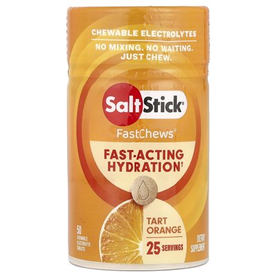 Saltstick, FastChews®, elektrolity do żucia, cierpkie pomarańczowe, 50 tabletek do żucia