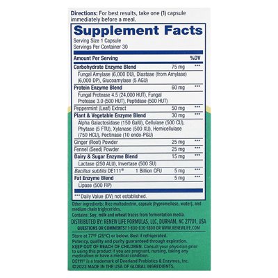 Renew Life, Probiotic + Enzyme Digestive Duo, 30 Vegetarian Capsules