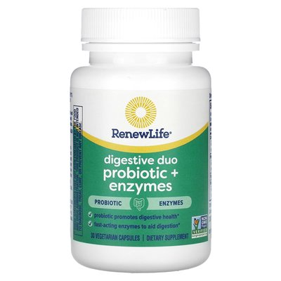 Renew Life, Probiotic + Enzyme Digestive Duo, 30 Vegetarian Capsules