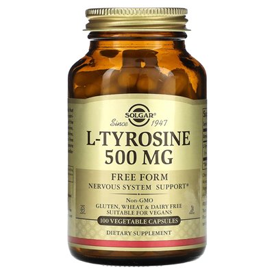 Solgar, L-tyrozyna, 500 mg, 100 kapsułek warzywnych
