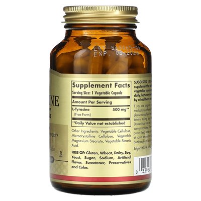 Solgar, L-Tyrosine, 500mg, 100 Veg Capsules