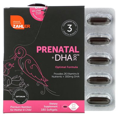 Zahler, Prenatal + DHA 300 Optymalna formuła, 180 miękkich