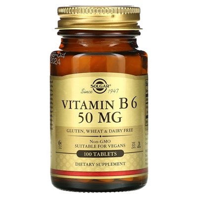 Solgar, Vitamin B6, 50 mg, 100 Tabletten
