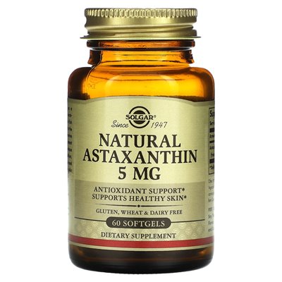 Solgar, Naturalny Astaksantyna, 5 mg, 60 Softgeli Solgar, Naturalny Astaksantyna, 5 mg, 60 Softgeli