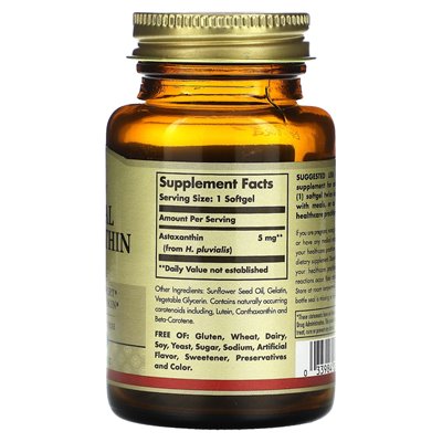 Solgar, Naturalny Astaksantyna, 5 mg, 60 Softgeli Solgar, Naturalny Astaksantyna, 5 mg, 60 Softgeli