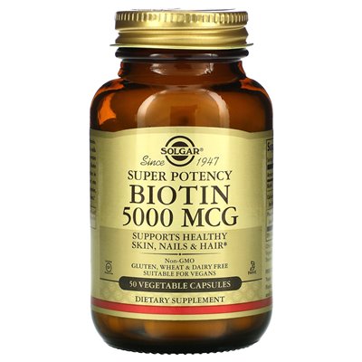 Solgar, biotyna, 5000 mcg, 50 kapsułek warzywnych