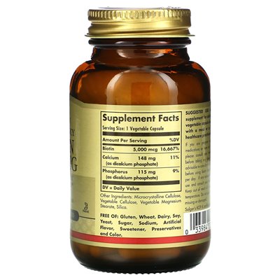 Solgar, biotyna, 5000 mcg, 50 kapsułek warzywnych