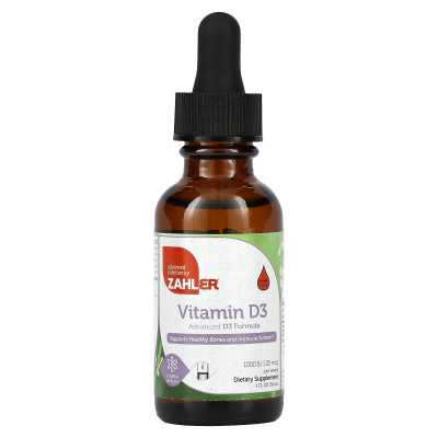 Zahler, Witamina D3, Zaawansowana Formuła D3, 25 mcg (1,000 IU), 1 uncja (30 ml) Zahler, Witamina D3, Zaawansowana Formuła D3, 25 mcg (1,000 IU), 1 uncja (30 ml)