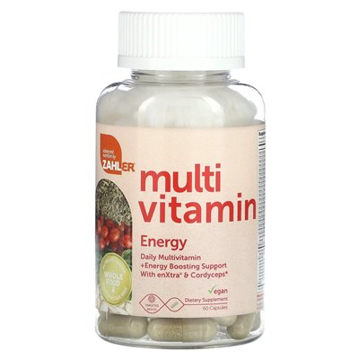 Zahler, Mutivitamin Energy, codzienne wsparcie zwiększające energię multi + za pomocą Enxtra i Cordyceps, 60 kapsułek