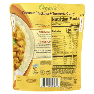Smaczne ugryzienie, organiczna ciecierzyca kokosowa i curry kurkumy, 10 uncji (285 g)