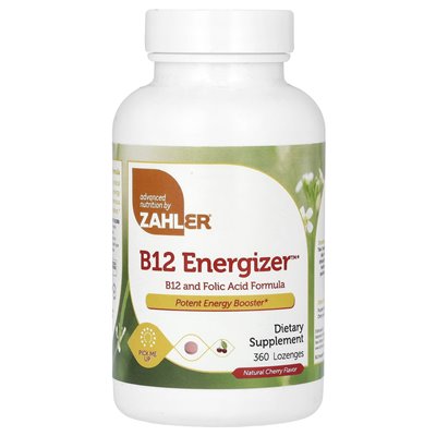 Zahler, B12 Energizer, B12 i Folic Formuła, Natural Cherry, 360 Lozenges