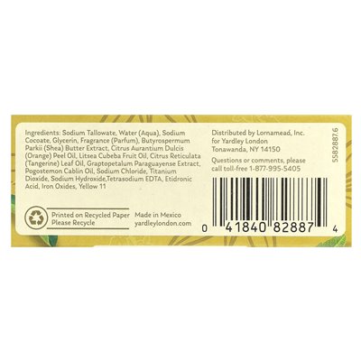 Yardley London, odżywianie Bath Bar, Lemon Verbena, 4 uncje (113 g)