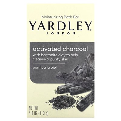 Yardley London, nawilżający bar do kąpieli, węgiel aktywowany, 4 uncje (113 g)