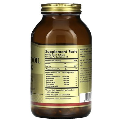 Solgar, Flaxseed Oil, 1250 mg, 100 soft (625 mg per soft) Solgar, Flaxseed Oil, 1250 mg, 100 soft (625 mg per soft)