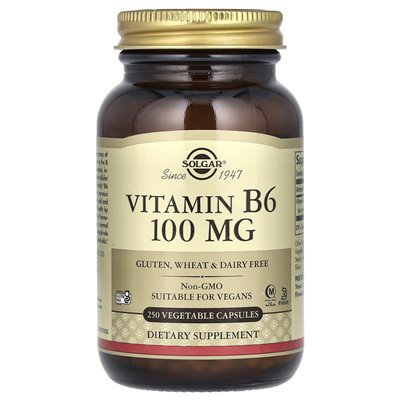 Solgar, Vitamin B6, 100 mg, 250 pflanzliche Kapseln