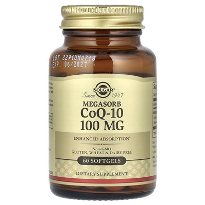 Solgar, Megasorb CoQ-10, 100 mg, 60 Softgeli Solgar, Megasorb CoQ-10, 100 mg, 60 Softgeli
