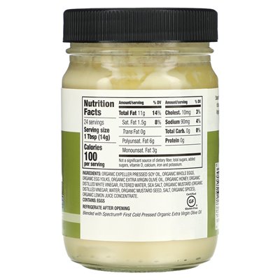 Spectrum Culinary, Organiczny majonez z oliwą z oliwek z pierwszego tłoczenia, 12 fl Oz (354 ml)