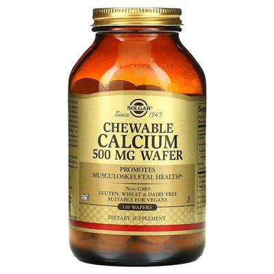 Solgar, wapń do żucia, 500 mg, 120 wafli