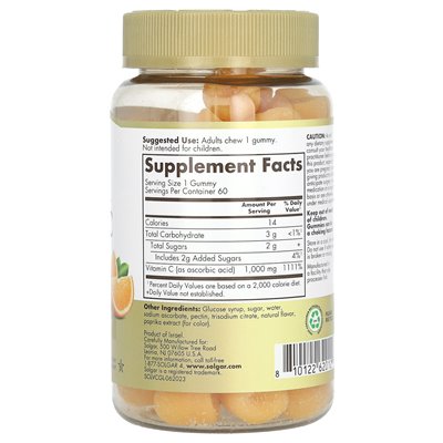 Solgar, Ultra Pocone Vitamin C Gummi, Tart Orange, 1000 mg, 60 gumzy
