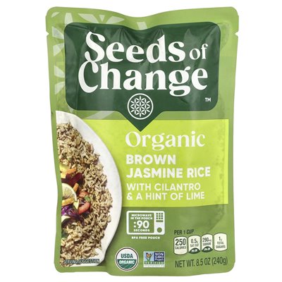 Seeds of Change, Bio-Brauner Jasminreis mit Koriander und einem Hauch Limette, 8,5 oz (240 g)