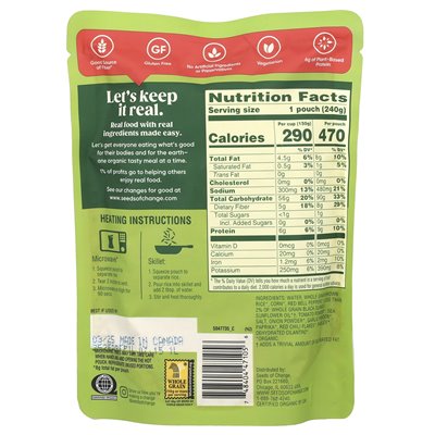 Nasiona zmian, organiczny ryż w stylu hiszpańskim z komosą ryżową, papryka i kukurydza, 8,5 uncji (240 g)