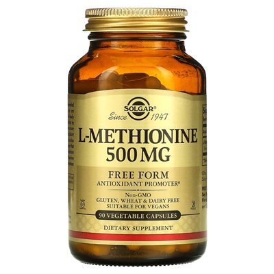 Solgar, L-metionina, 500 mg, 90 kapsułek warzywnych Solgar, L-metionina, 500 mg, 90 kapsułek warzywnych