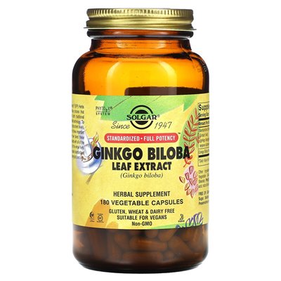 Solgar, Ginkgo Biloba Ekstrakt, 180 kapsułek warzywnych