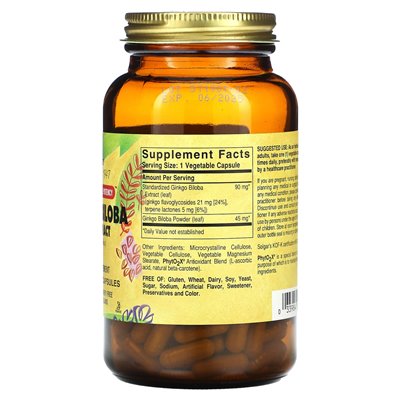 Solgar, Ginkgo Biloba Extract, 180 Vegetable Capsules