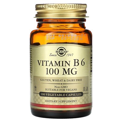 Solgar, Vitamin B6, 100mg, 100 Vegetable Capsules