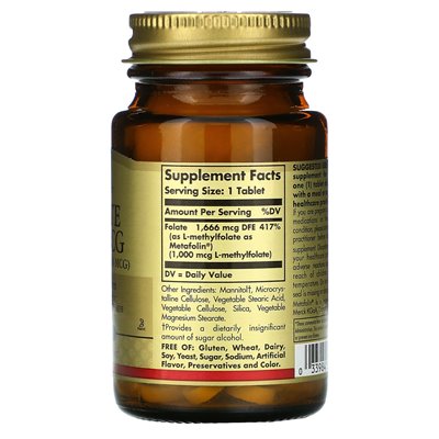 Solgar, folian, 1000 mcg, 60 tabletek