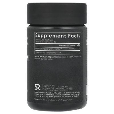 Sports Research, Schwarzkümmelöl, 1000 mg, 60 Softgelkapseln (500 mg pro Softgelkapsel)