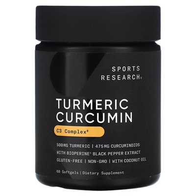 Sports Research, Kurkumina Curcumin, 500 mg, 60 Softgeli Sports Research, Kurkumina Curcumin, 500 mg, 60 Softgeli